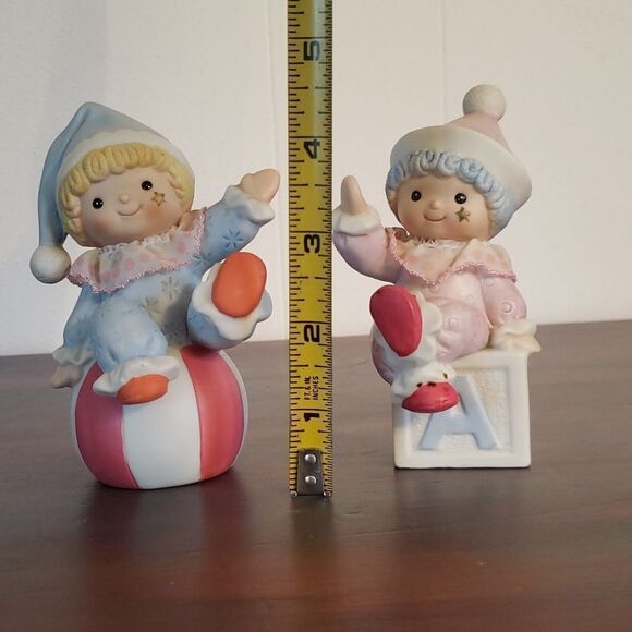 Vintage Set of 2 Homco Baby Ceramic Clown Figurines 1980 - #1451 - Picture 7 of 9